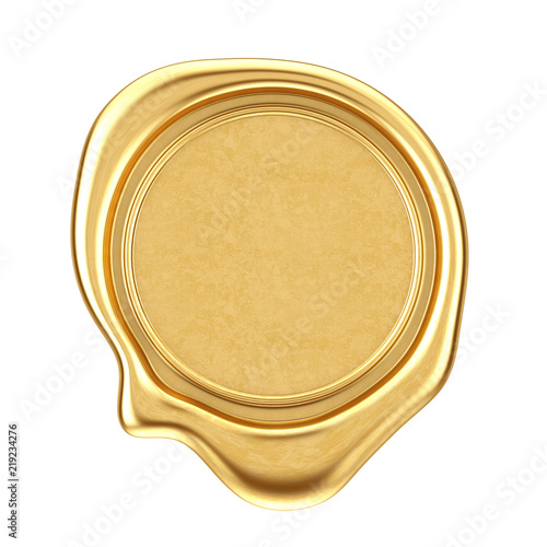 Gold Wax Seal with Blank Space for Your Design. 3d Rendering