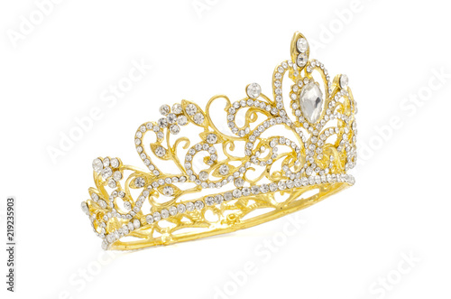gold crown with diamonds isolated on white