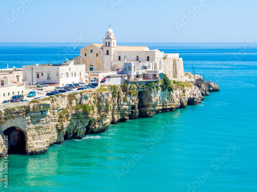 The coast and the houses of Vieste, Gargano, Puglia