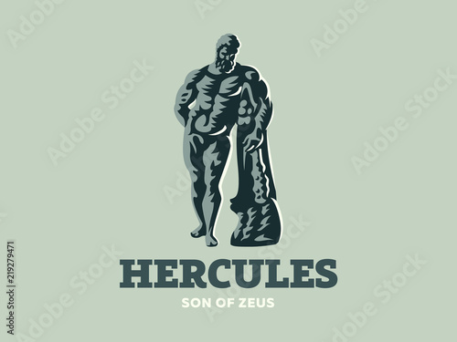 The statue of Hercules. Vector illustration.