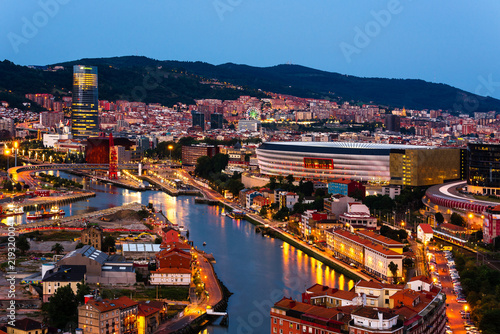 City of Bilbao at night, Basque Country, Spain