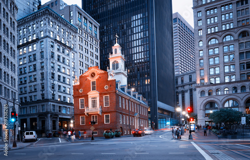 Old State House at night in Boston, USA