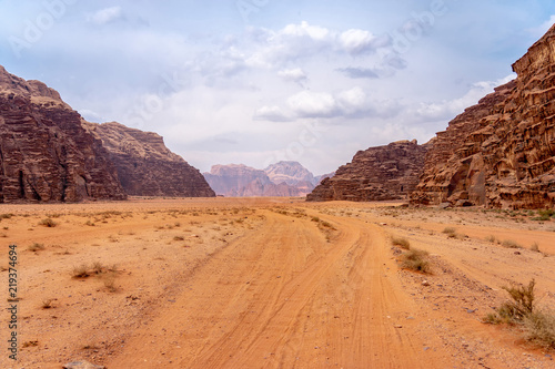 Desert road in Wadi Rum