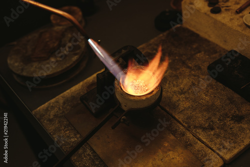 Melting silver in a small crucible