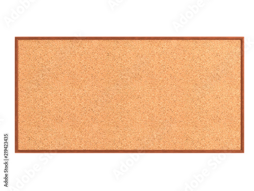 Empty cork board (noticeboard) isolated on white. Mockup template - 3D rendering