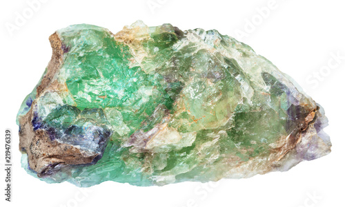 raw green Beryl gemstone isolated