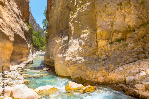 Passage of famous Samaria Gorge, Crete, Greece