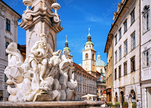 Fragment of Robba fountain in Ljubljana Slovenia