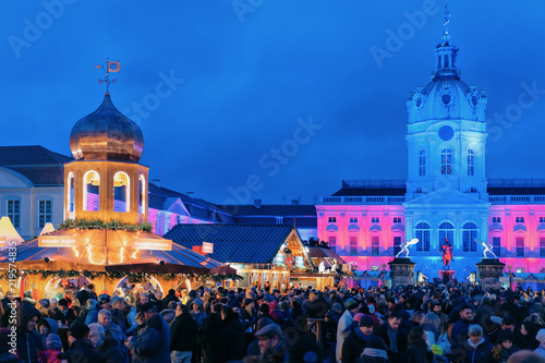 Night Christmas Market at Charlottenburg Palace in Winter Berlin Germany