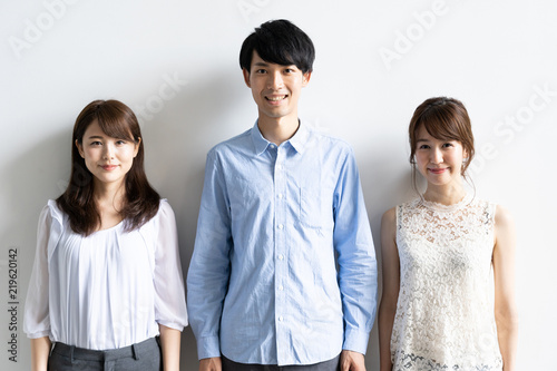 portrait of young asian group on white background