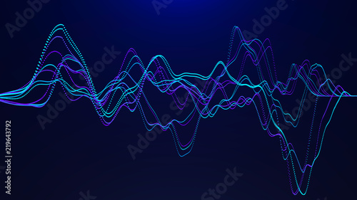 Abstract background with dynamic waves. Big data visualization. Sound wave element. Technology equalizer for music.