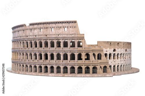 Coliseum, Colosseum isolated on white. Architectural and historic symbol of Rome and Italy,