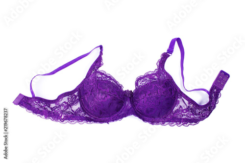 lace purple bra on a white background