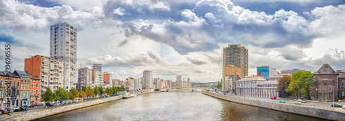 Panoramic view of Liege, a city on the banks of the Meuse river in Belgium