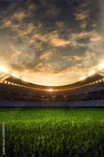 3d render emptry stadium evening