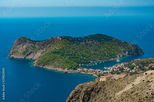 Close up of Assos peninsula in Kefalonia ionian island in Greece
