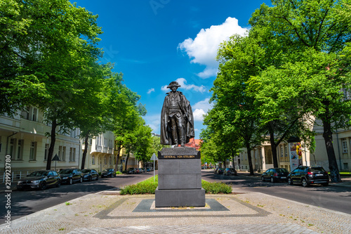 Monument of American general Baron von Steuben in downtown of Magdeburg, Germany