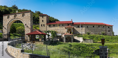 The historic Agia Triada Monastery, commonly known as S[armos Monastery, dedicated to the Holy Trinity (Agia Triada), on the southwestern slopes of Mount Olympus, Greece