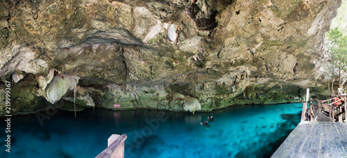 One of the cavern entrances to Dos Ojos cenote near Tulum, Mexico.