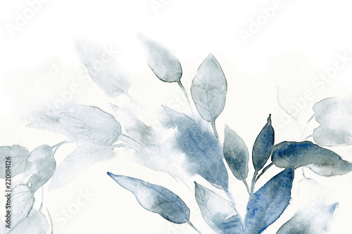 watercolor background with leaves