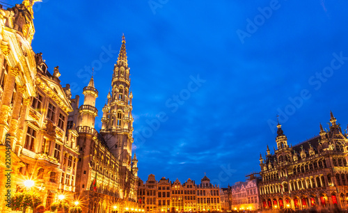 Brussels , Grand place in summer twilight ,Belgium