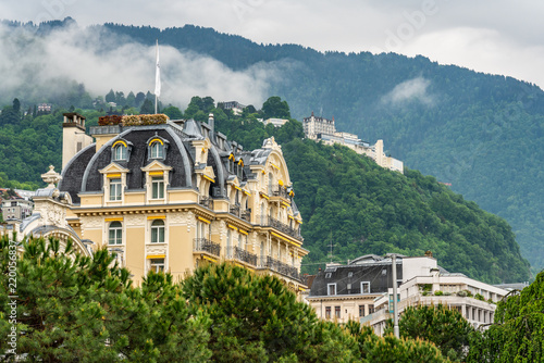 Switzerland, Montreux lake Leman cityscapes