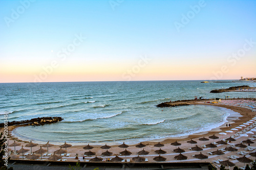 The beach from the station Olimp at the black sea, in Romania 