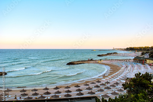 The beach from the station Olimp at the black sea, in Romania 