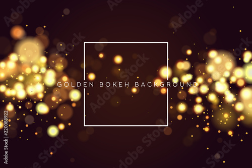 Abstract defocused circular golden bokeh sparkle glitter lights background. Magic christmas background. Elegant, shiny, metallic gold background. EPS 10.