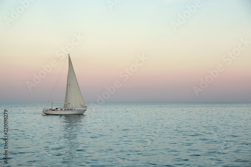 Beautiful seascape with vessel on summer day