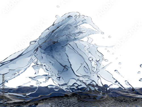 Splashing blue sparkling pure water. Abstract nature background