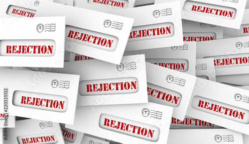 Rejection Bad News Rejected Letter Envelopes 3d Illustration