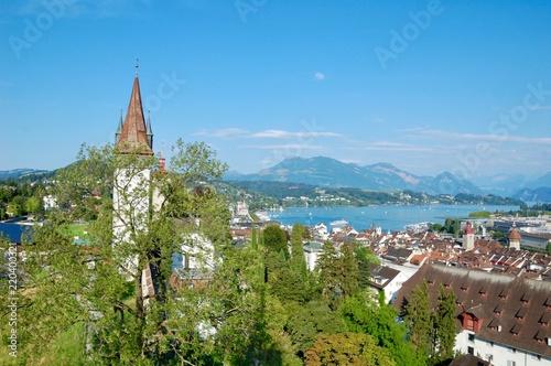 Lucerne from wall with lake