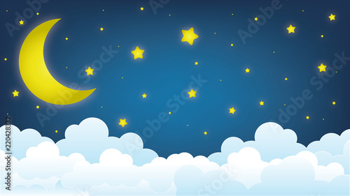 moon on the sky, good night illustration design