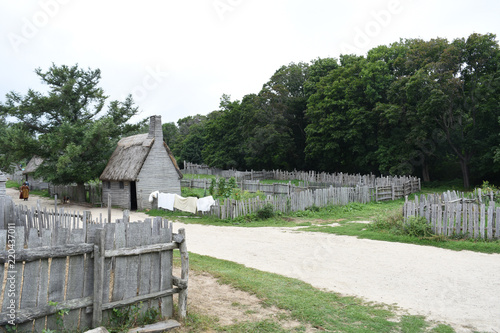 Plimoth Plantation Colonial Village with Laundry Drying