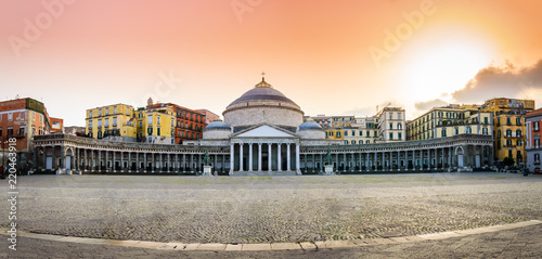 Naples, Italy: Piazza del Plebiscito with San Francesco di Paola church