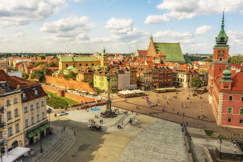 Warsaw City in a Sunny Day - Aerial View of Old Town 