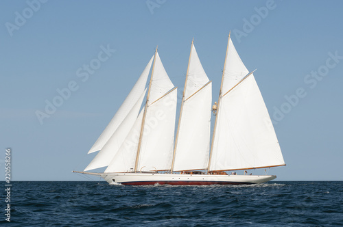 Schooner Windjammer Sailing Vessel with Three Masts in Maine