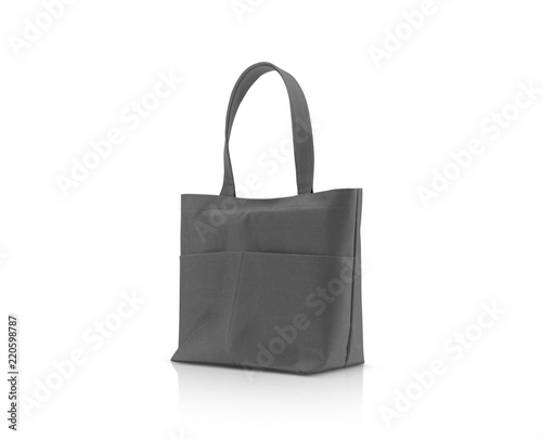 blank gray fabric canvas shopping bag for save global warming