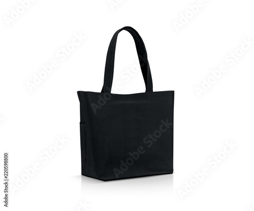 blank black fabric canvas shopping bag for save global warming
