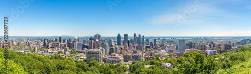 Panoramic skyline view from Mount Royal hill at the Montreal city in Canada