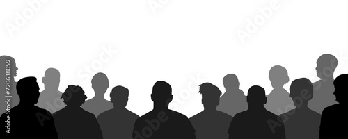 Audience, public, auditory, classroom. Crowd of people auditorium, silhouette vector