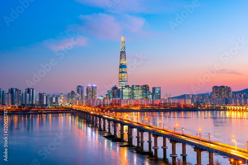 twilight sky at han river seoul korea