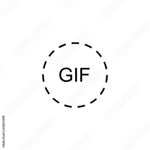 Gif line vector icon. Gif circle icon. Simple gif icon on white background.