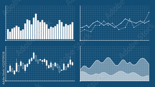 Bar graph and line graph templates, business infographics, vector illustration. Graphs and charts set. Statistic and data, information infographic.