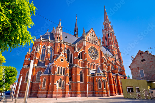 Osijek cathedral of St Peter and St Paul colorful view
