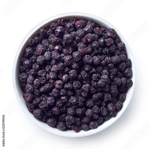 Bowl of freeze dried blueberries
