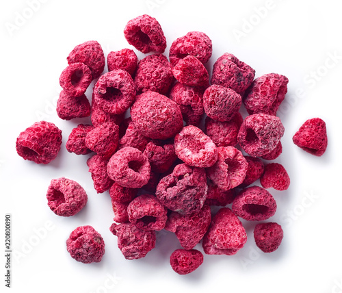 Heap of freeze dried raspberries