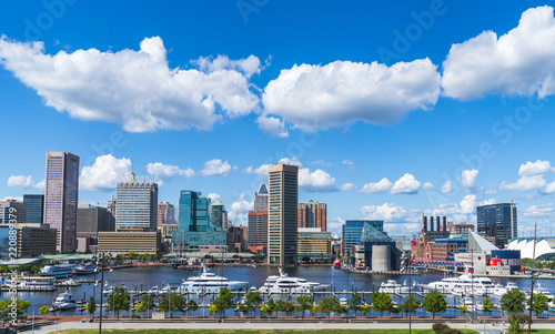 baltimore,maryland,usa. 09-07-17 : Baltimore skyline on sunny day.