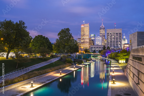 indianapolis,indiana,usa-09-13-17, beautiful indiannapolis skyline with reflection on water.